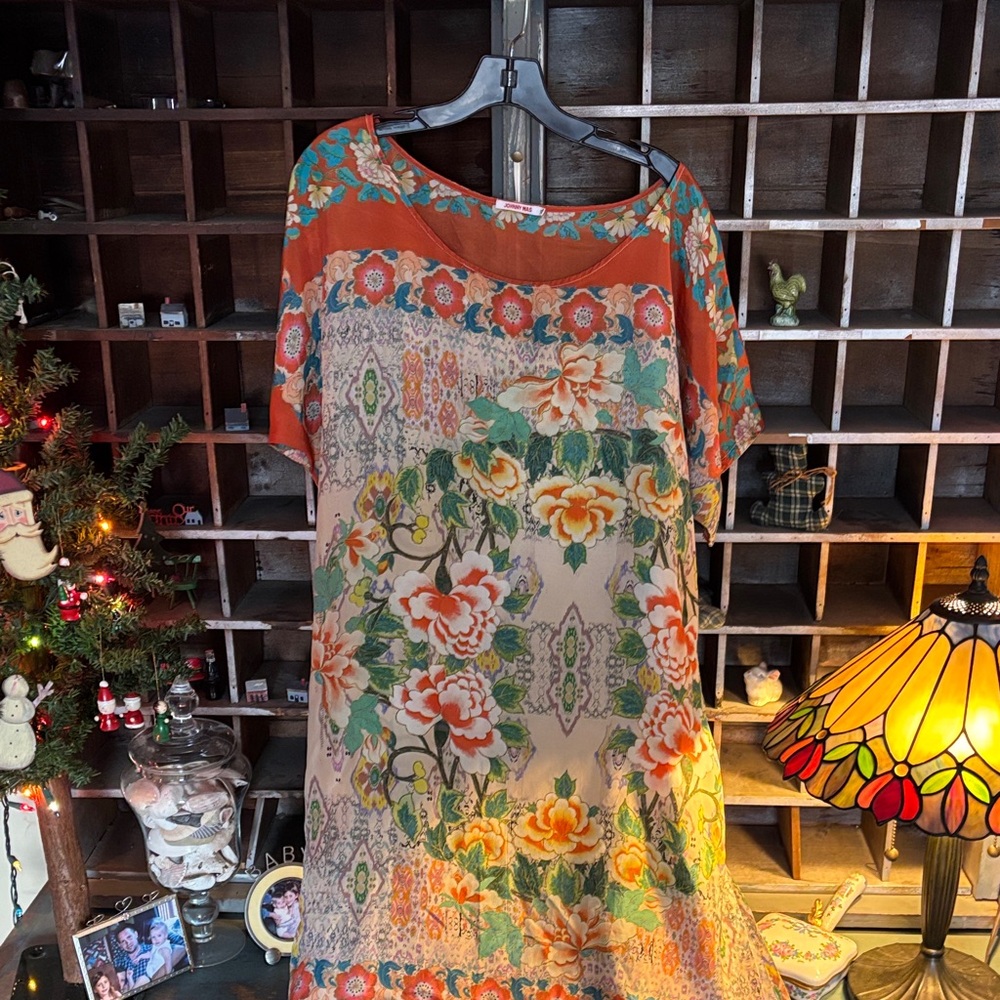 Johnny Was Multicolor Floral silk Kaftan